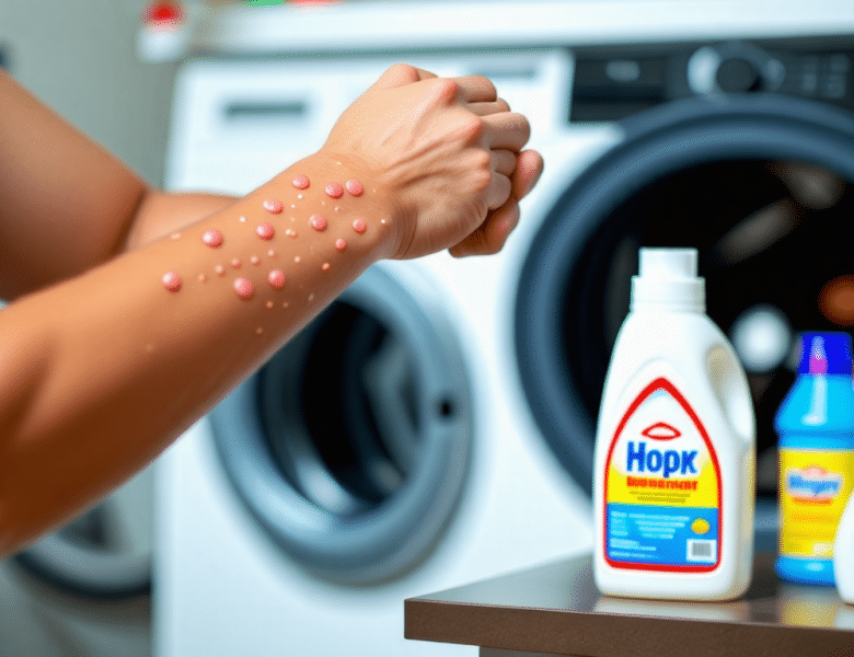 Que faire face à une photo de bouton allergique à la lessive ?